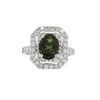 18kt White Gold 1.19ctw Double Diamond Halo Oval Tourmaline Ring