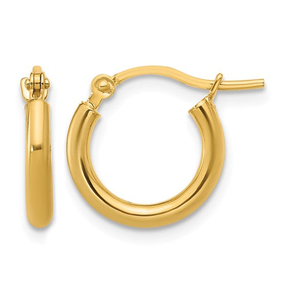 LESLIES 14K YG 2X12MM HOOP EAR