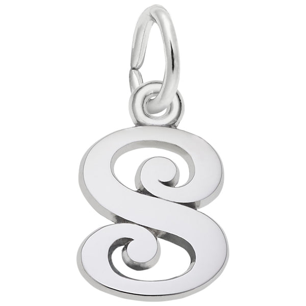 Sterling Silver Initial S Curly Charm