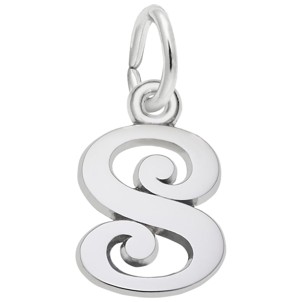 Sterling Silver Initial S Curly Charm