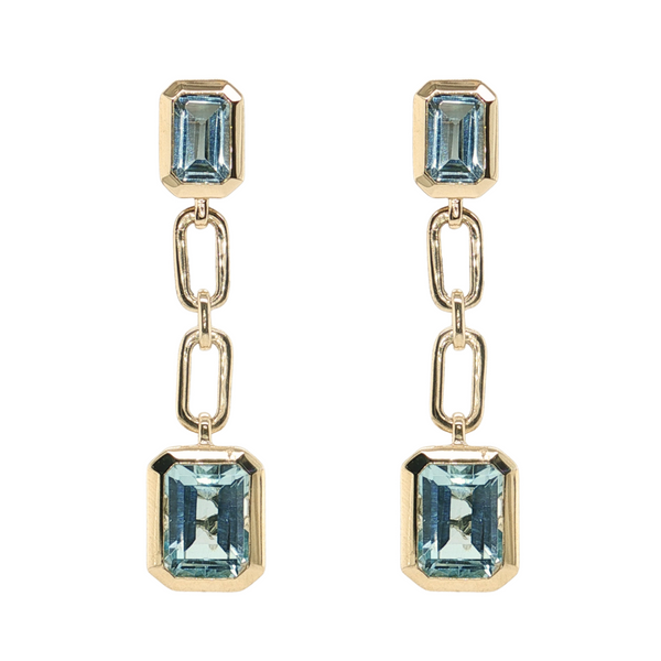 14kt Yellow Gold 5.30ctw Sky Blue Topaz Double Dangle Earrings
