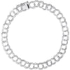 Sterling Silver Double Link Twisted Charm Bracelet
