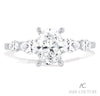 14K White Gold Oval Engagement Ring Semi-Mount with Pear Sides