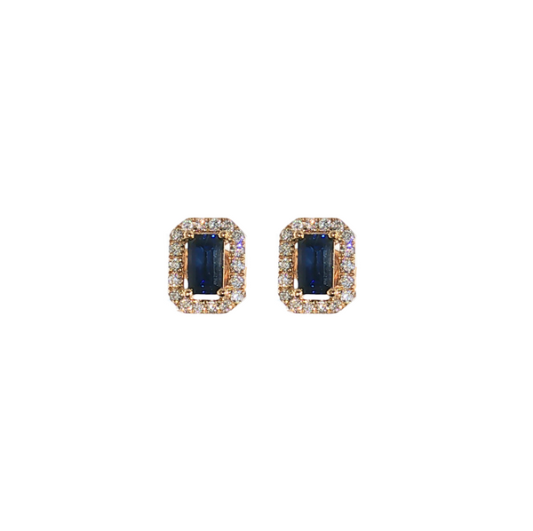 14K YG .62CTW SAPPHIRE .20CTW DIA HALO STUDS