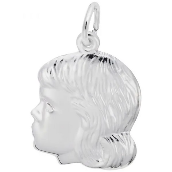 Sterling Silver Girls Head Charm.