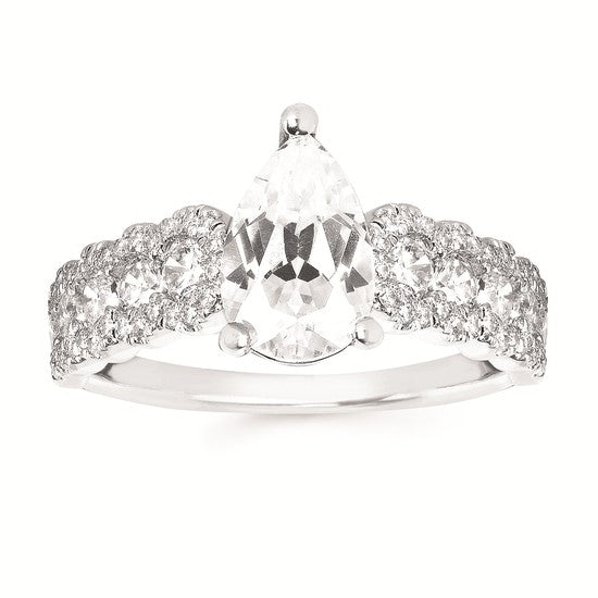 14KT White Gold Diamond Semi-Mount Ring