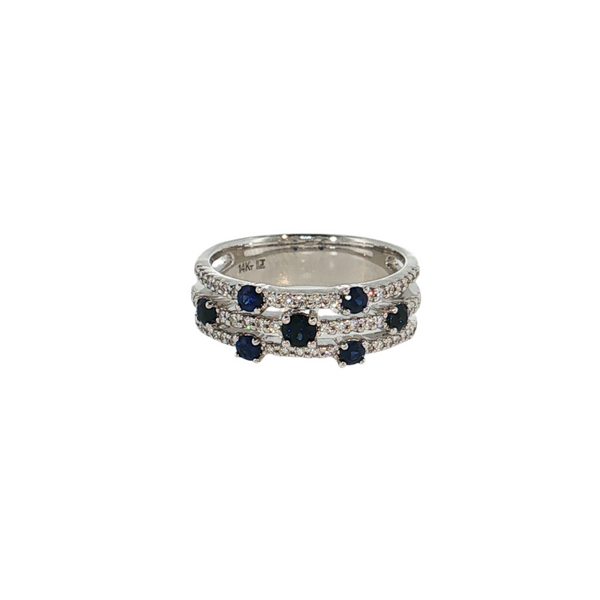 14kt White Gold .47ctw Sapphire .27ctw Diamond Scattered Ring