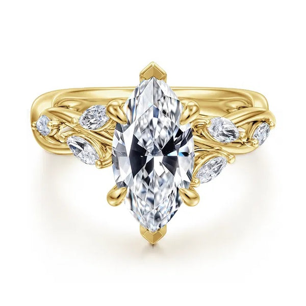 CHARLINA 14K YG FLORAL MQ .37C