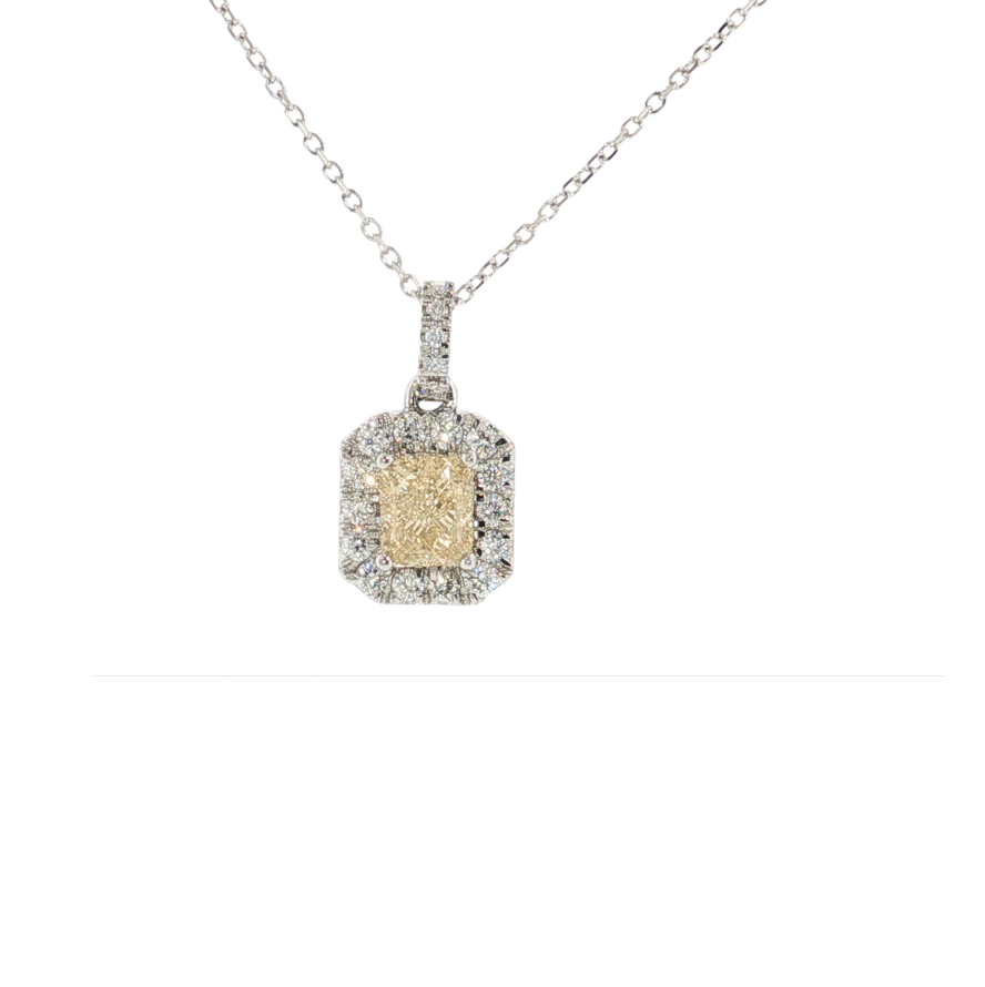 14kt White Gold .86ctw Desert Diamond Halo Pendant with Chain