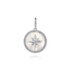 Sterling Silver Bujukan White Sapphire and Mother Of Pearl Round Starburst Medallion Pendant