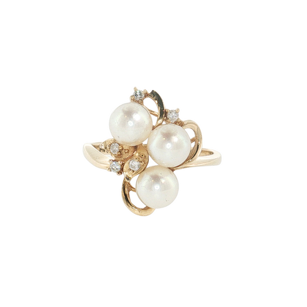 14KY PEARL DIA RING