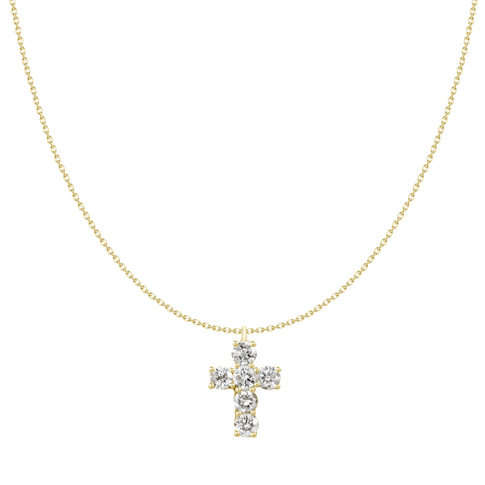 18kt White Gold .26ctw H-I SI Bezel Cross Adjustable Chain.