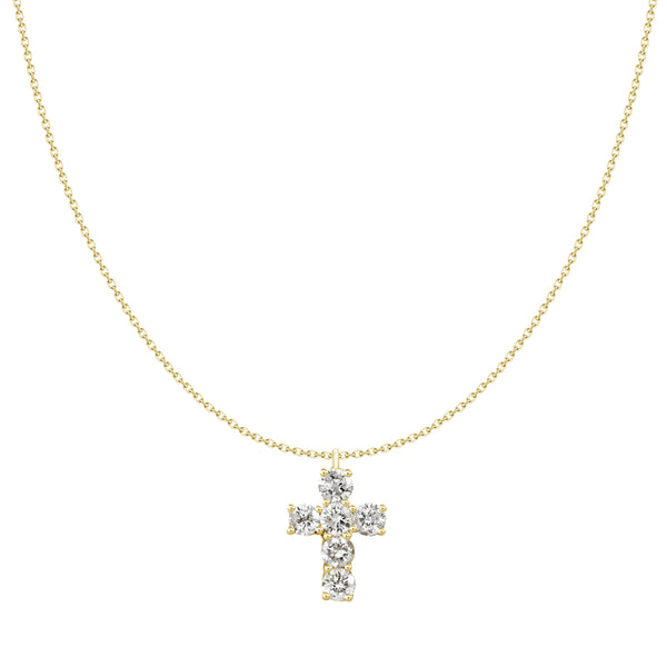 18kt White Gold .26ctw H-I SI Bezel Cross Adjustable Chain.