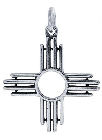 Sterling Silver Zia Charm Pendan Necklace 18".