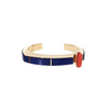 Estate 14kt Yellow Gold Lapis and Coral Cuff Bracelet