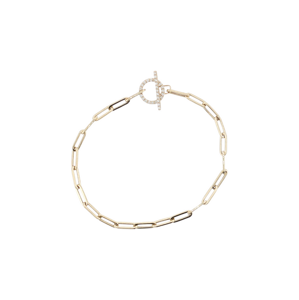 14kt Yellow Gold .20ctw Diamond Paperclip Toggle Bracelet