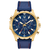 Bulova Marine Star Goldtone Blue & Red Leather Watch 97B168
