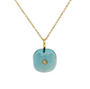 14kt Yellow Gold Blue Topaz Diamond Pendant with Adjustable Chain 16-18in