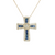 Estate 14kt Yellow Gold 1.5ctw Sapphire Diamond Cross 18in