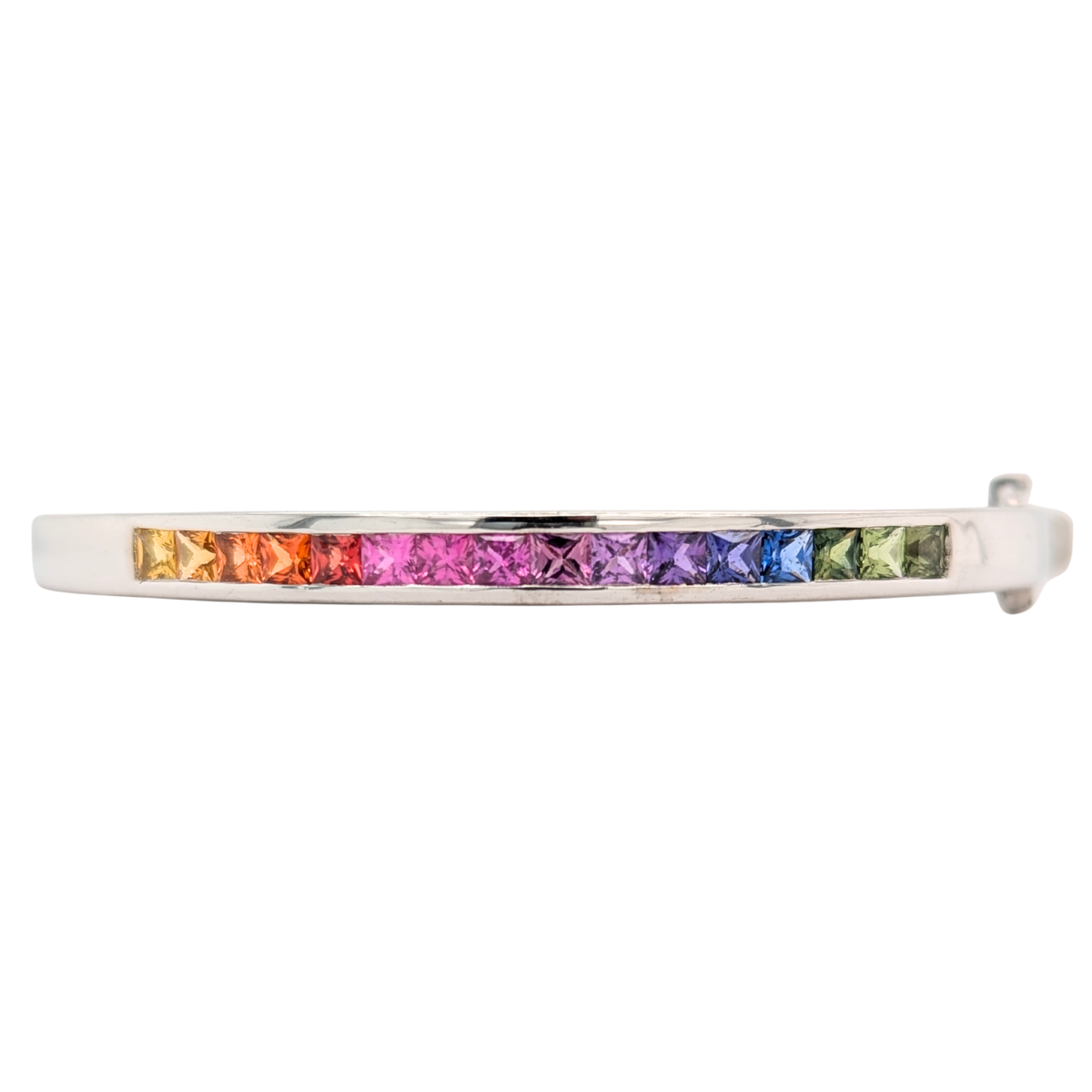 Sterling Silver Channel Set Rainbow Sapphire Bangle