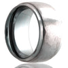 Tungsten Men's Hammered Band with Stepped Edges - Size 9.