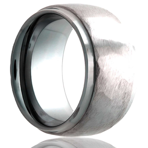 Tungsten Men's Hammered Band with Stepped Edges - Size 9.