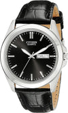 Citizen Quartz Men's Black Leather Strap Watch BF0580-06E