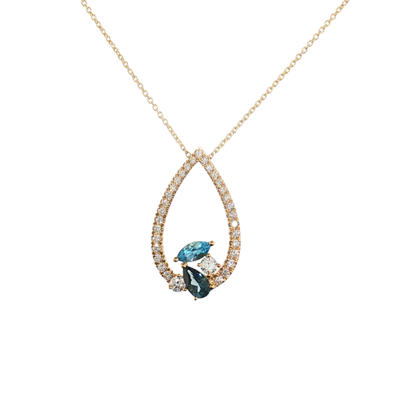 14K YG .18CT MQ .23CT PR TOPAZ .26CTW DIA LESLIES 1MM SINGAPORE 18"