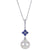 14K Gold Sapphire Diamond and Pearl Linear Pendant with Chain