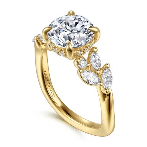 14K Yellow Gold Round Diamond Engagement Ring