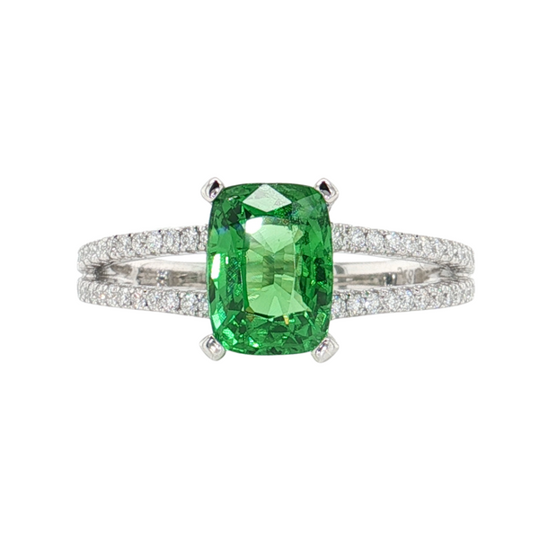 18kt White Gold 2.03ct Tsavorite .27ctw Diamond Ring