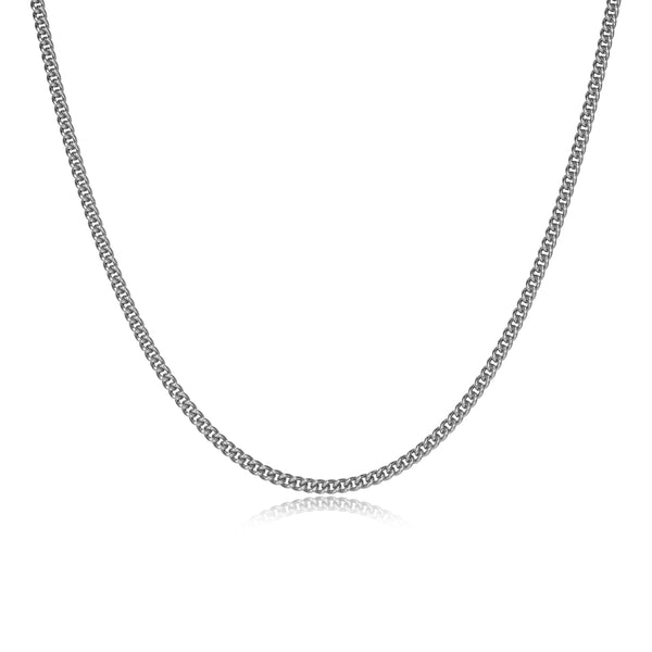 STERLING RHODIUM CURB CHAIN 24