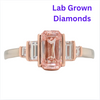 14K Rose & White Gold Lab Grown Pink Criss Cut Diamond Engagement Ring with Baguette Accents