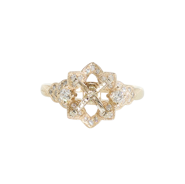 14K YG .35CTW G-H SI1/SI2 FLORAL SEMI MOUNT
