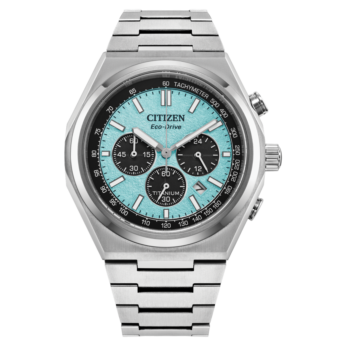 Citizen Eco Drive Zenshin Chrono Titanium Light Blue Dial Watch CA4610-85M