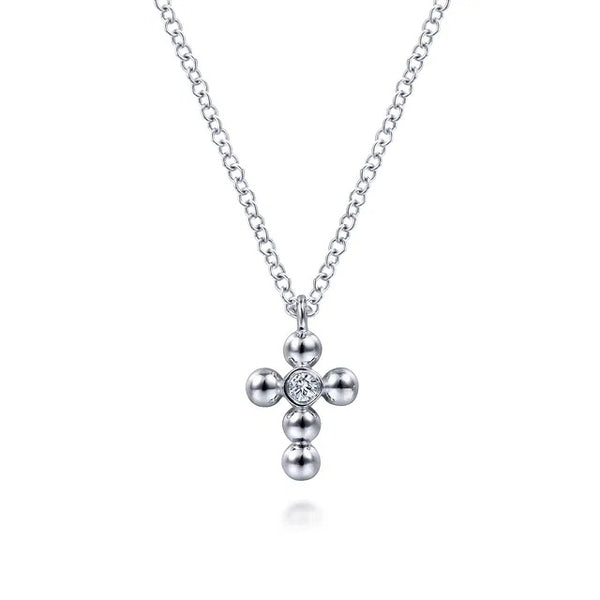 Bujukan Sterling Sliver Beaded Cross 17.5in S2299989