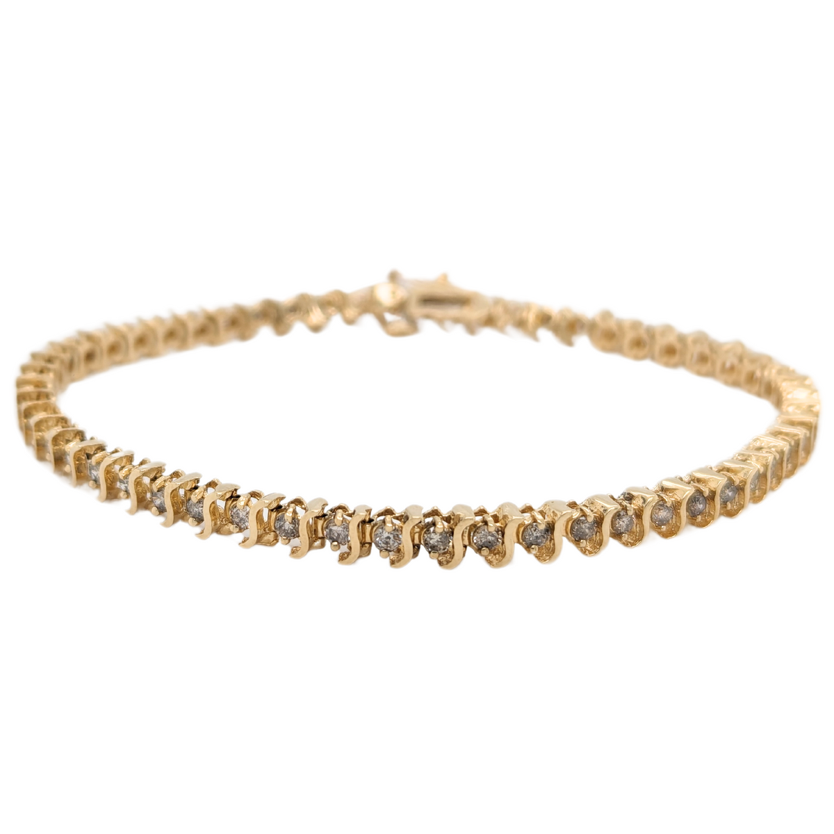 Estate: 14K Yellow Gold Diamond S Link Bracelet