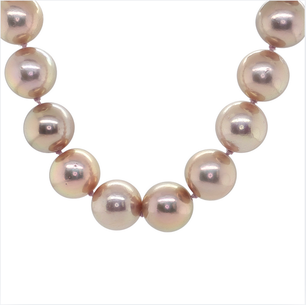 14kt White Gold 10-12mm Natural Lavender Fresh Water Pearl Necklace 18in