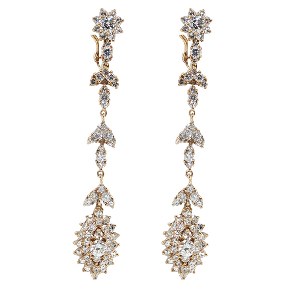 Estate 14kt Yellow Gold 4.5ctw Diamond Dangle Earrings
