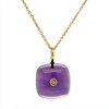 14kt Yellow Gold Amethyst Diamond Pendant Adjustable Cable Chain 16-18in