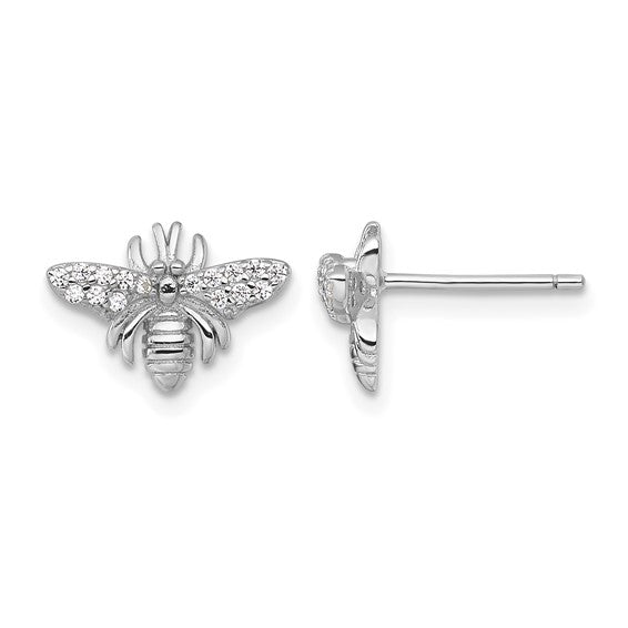 Sterling Sliver CZ Bee Post Earrings