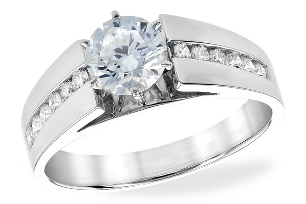 14K White Gold Channel Set Diamond Engagement Semi-Mount Ring