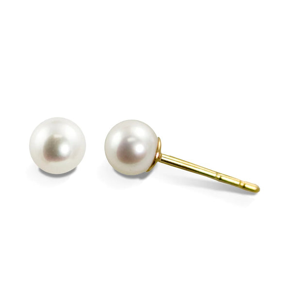 14K YG 3MM A AKOYA PEARL STUDS