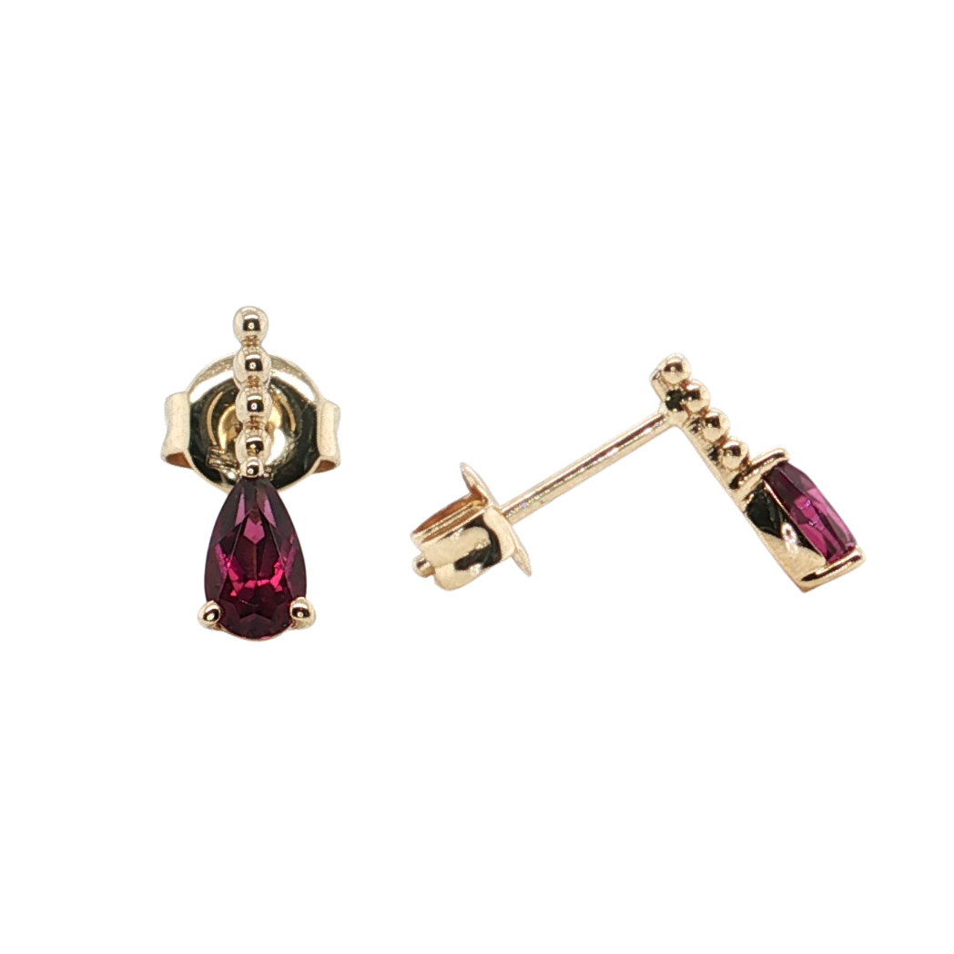 14kt Yellow Gold .68ctw Pear Shape Rhodolite Garnet Earrings
