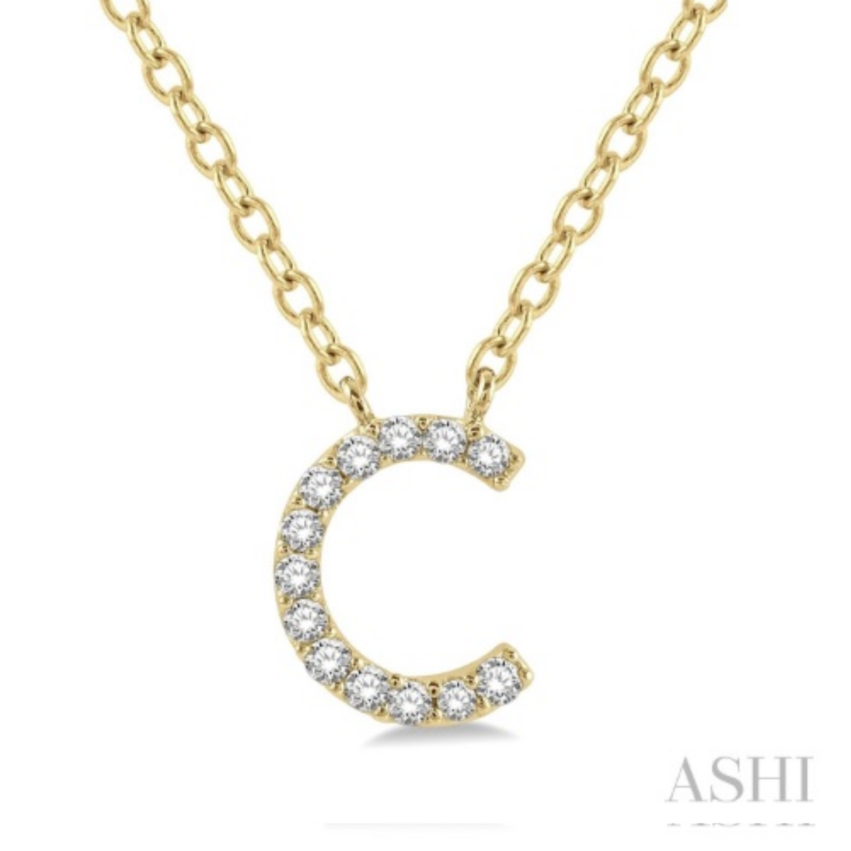 10K Gold "C" Diamond Initial Necklace