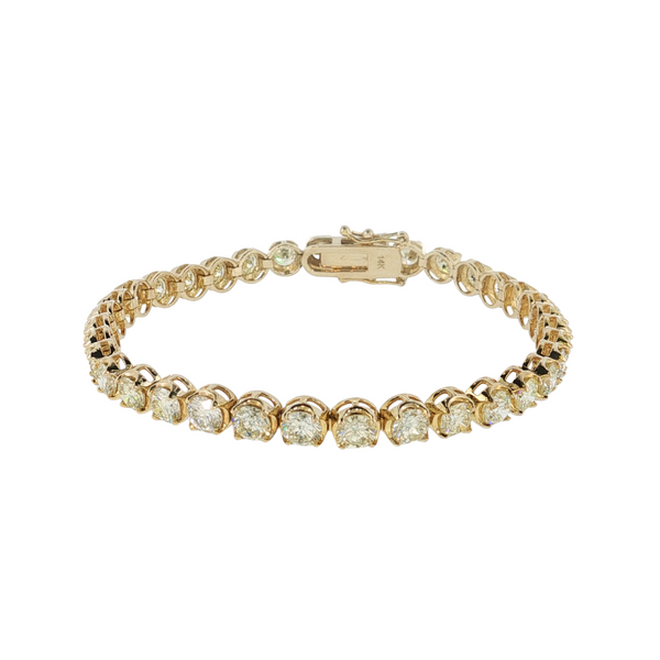 14K YG 8.88CTW J-L SI1 TENNIS BRACELET 7"