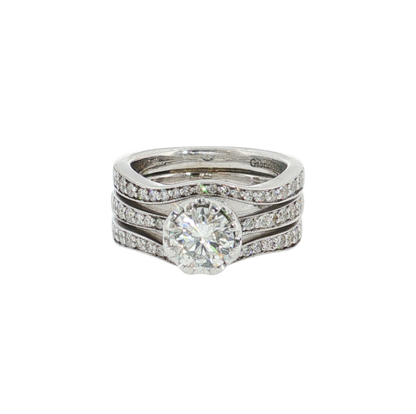Estate 14kt White Gold Gabriel&Co Bridal Set .90ct RBC GIA 17568218 .78ctw Diamonds