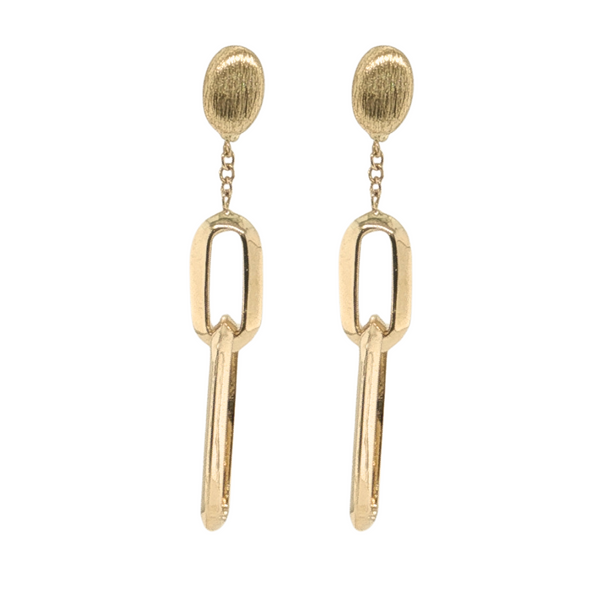 Yellow Gold Double Oval Dangle Earrings