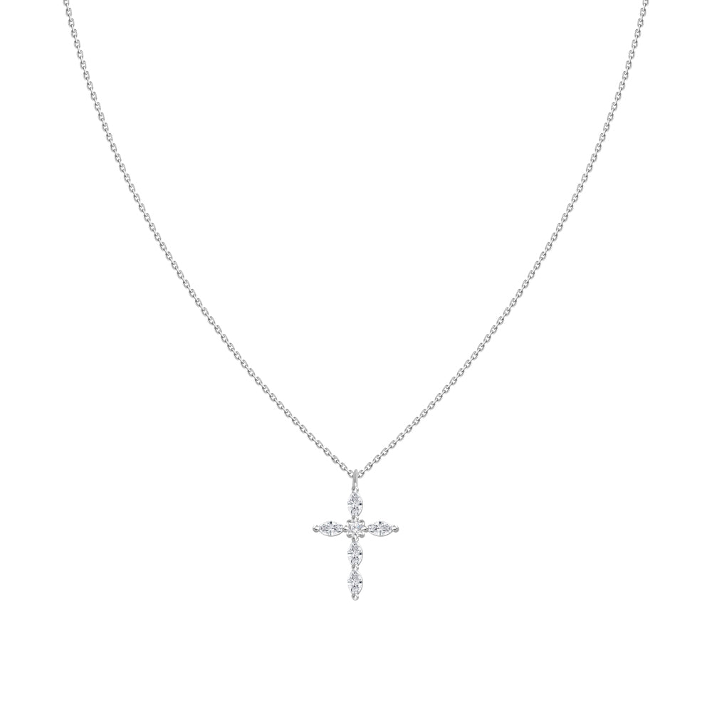18kt Yellow Gold .26ctw H-I SI Bezel Cross Adjustable Chain.
