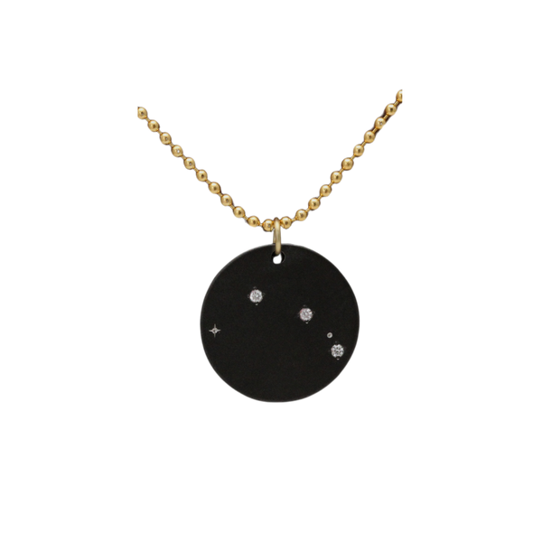 Zirconium Aries Zodiac Lab Grown Diamond Disc Necklace with Gold Filled Chain